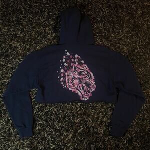 DARC Sport Wolves Cherry Blossom Women’s Cropped Hoodie Sz L Preowned